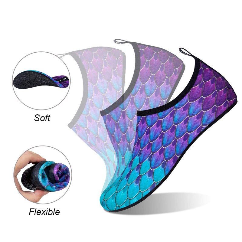 WateLves Water Shoes for Womens Mens Barefoot Quick-Dry Aqua Socks for Beach Swim Surf Yoga Exercise Camping Must Haves (Fishscale Bluegreen, 38/39) - Image 4